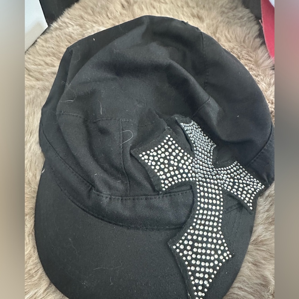 Brixton Black Cap with Studded Cross